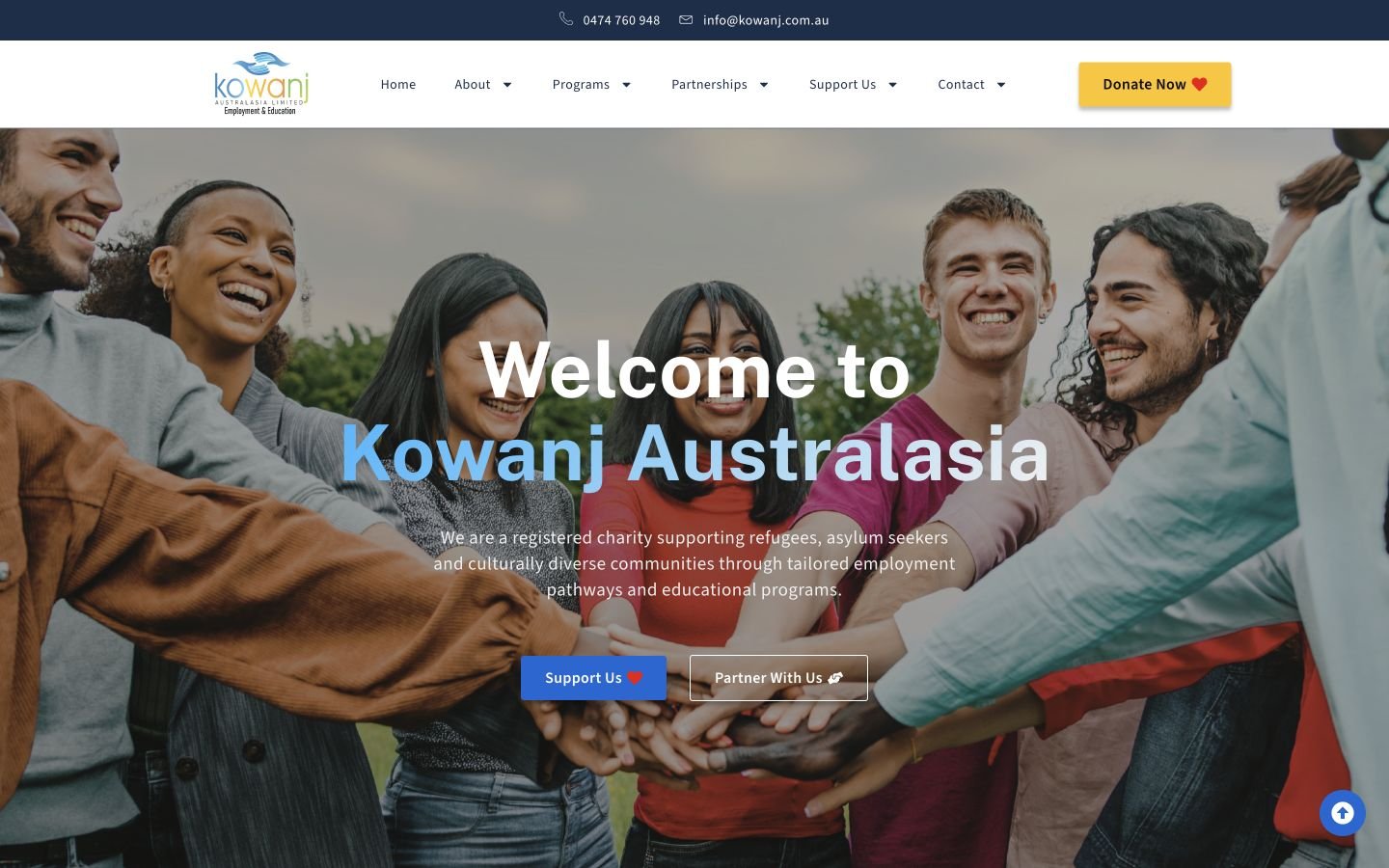 Kowanj Australasia website displayed on desktop